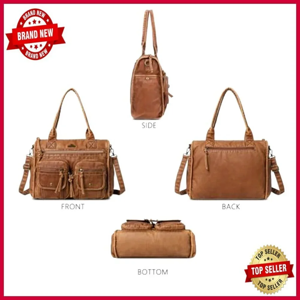 Soft Leather Hobo Bag with Adjustable Strap, Large Capacity Tote